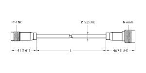 附件 T-UHF-CBL-RG58-RPTNC-2-N-M图片