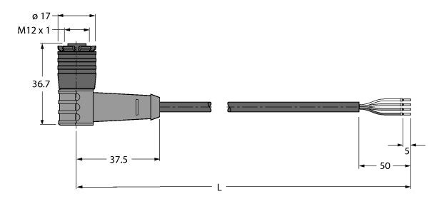 执行器/传感器电缆，PUR WKC4.4Q-10/TXL图片