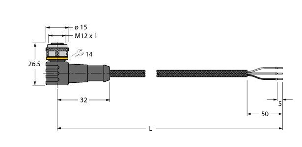 防焊接飞溅执行器和传感器电缆 WKC4T-2/TXL1001图片