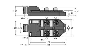 无源分线盒，M12x1 TB-4M12-5-CS19H图片