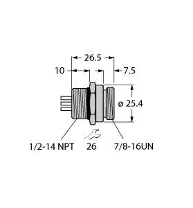 DeviceNet，7/8”公头法兰连接器 RSF 57图片