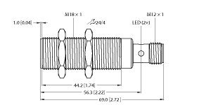 电感式安全传感器 BI8-M18-2APS8X2-H1141图片