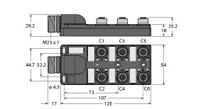 Passive actuator/sensor junction box, M12 x 1 TB-6M12-5-CS19H图片