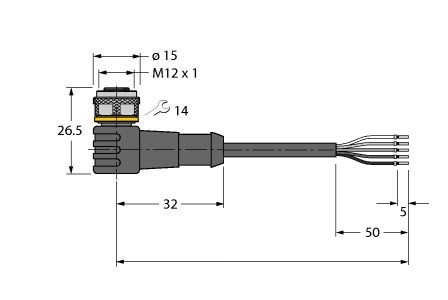 执行器/传感器电缆，PUR WKC4.5T-P7X3.1-10/TXL图片