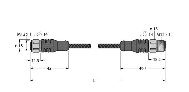 防焊接飞溅执行器和传感器电缆 RKCV4.4T-2-RSCV4.4T/TXL1001图片