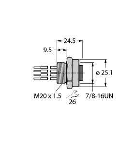 现场总线系统的附件 RKFV 48-0.3M/M20/C1117图片