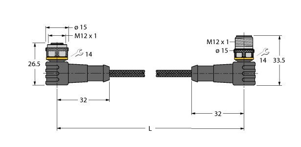 防焊接飞溅执行器和传感器电缆 WKC4.5T-2-WSC4.5T/TXL1001图片